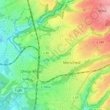 Mapa topográfico Deusberg, altitud, relieve