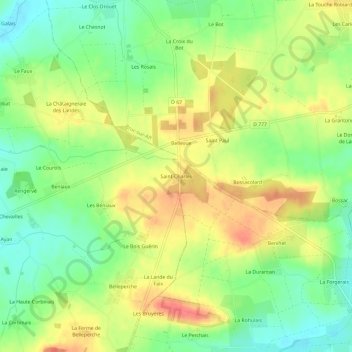 Mapa topográfico Saint-Charles, altitud, relieve