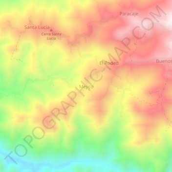 Mapa topográfico Mejico, altitud, relieve