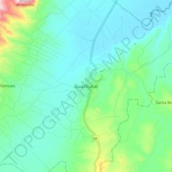 Mapa topográfico Guachucal, altitud, relieve
