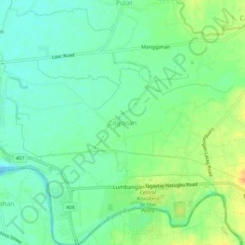 Mapa topográfico Cogonan, altitud, relieve