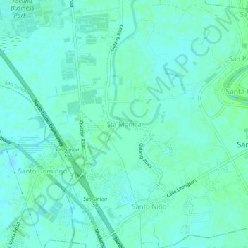 Mapa topográfico Santa Monica, altitud, relieve