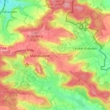 Mapa topográfico Haselhof, altitud, relieve