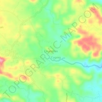 Mapa topográfico Cikatomas, altitud, relieve