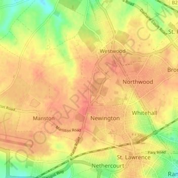 Mapa topográfico Haine, altitud, relieve