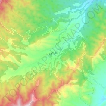 Mapa topográfico Kaniguram, altitud, relieve