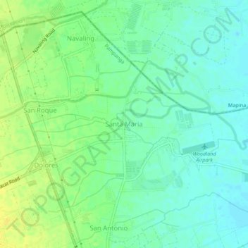 Mapa topográfico Santa Maria, altitud, relieve