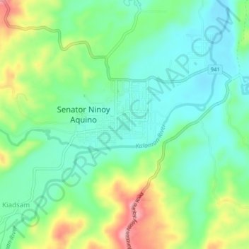 Mapa topográfico Kulaman, altitud, relieve