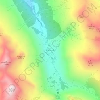 Mapa topográfico Sertig Dörfli, altitud, relieve