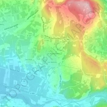 Mapa topográfico Les Bouilladoires, altitud, relieve