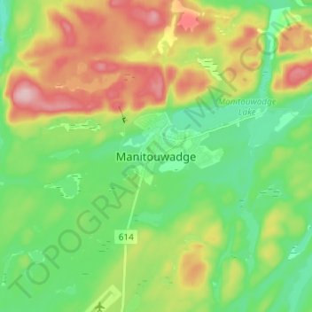 Mapa topográfico Manitouwadge, altitud, relieve