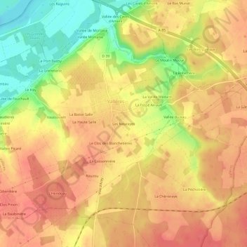 Mapa topográfico Les Neurayes, altitud, relieve