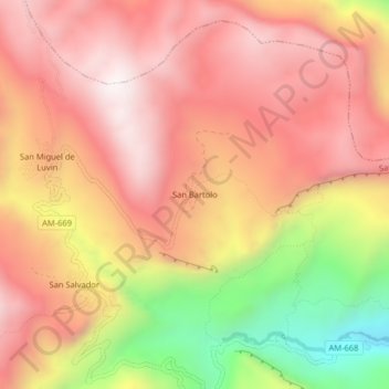 Mapa topográfico San Bartolo, altitud, relieve