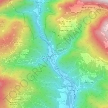 Mapa topográfico Linder, altitud, relieve