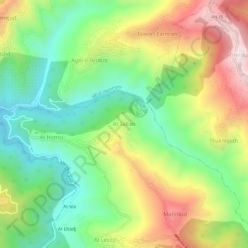 Mapa topográfico Aït Sellane, altitud, relieve