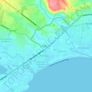 Mapa topográfico Puan, altitud, relieve