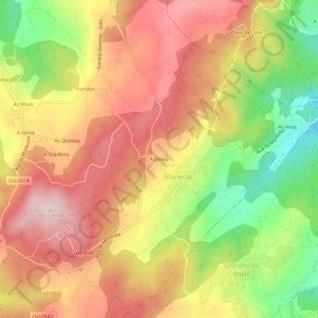 Mapa topográfico A Eirexa, altitud, relieve