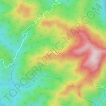 Mapa topográfico Wawolesea, altitud, relieve