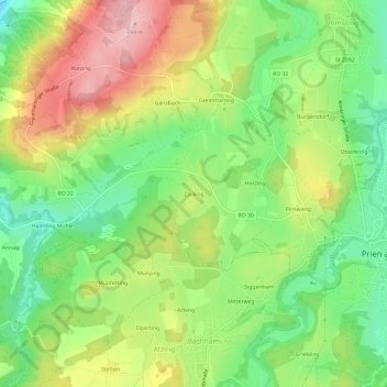 Mapa topográfico Zacking, altitud, relieve