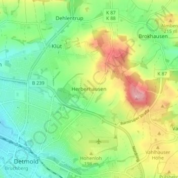 Mapa topográfico Herberhausen, altitud, relieve
