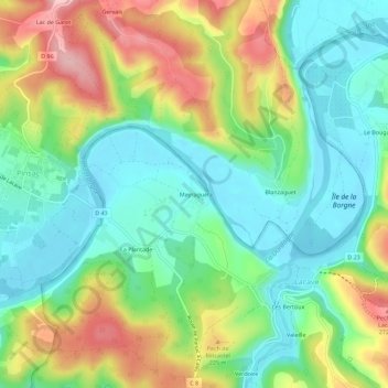 Mapa topográfico Meyraguet, altitud, relieve