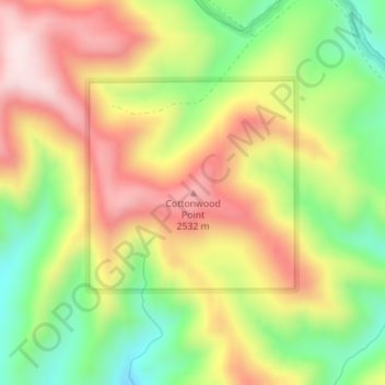 Mapa topográfico Cottonwood Point, altitud, relieve