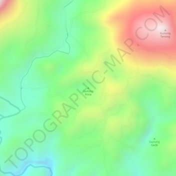 Mapa topográfico Gunung Rosa, altitud, relieve
