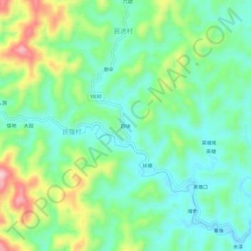 Mapa topográfico Sikuai, altitud, relieve