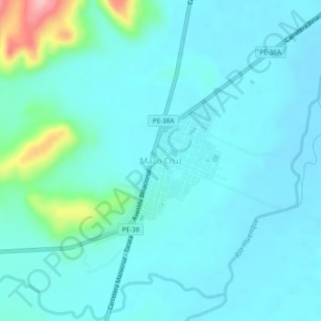 Mapa topográfico Mazo Cruz, altitud, relieve