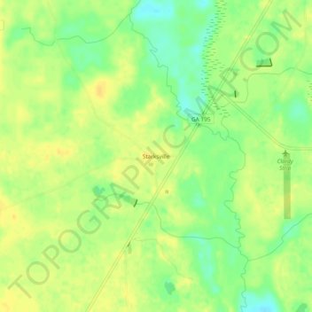 Mapa topográfico Starksville, altitud, relieve