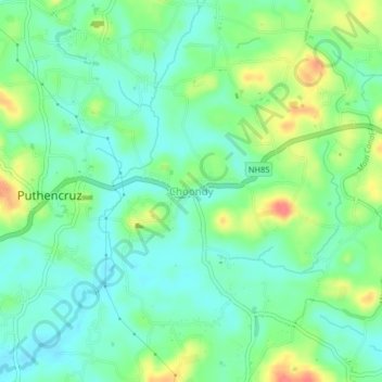 Mapa topográfico Choondy, altitud, relieve