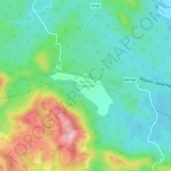 Mapa topográfico Anamod, altitud, relieve