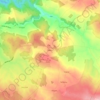 Mapa topográfico Rigalou, altitud, relieve