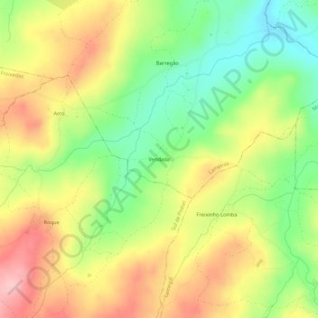 Mapa topográfico Vendada, altitud, relieve