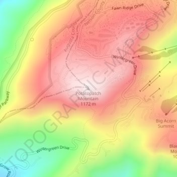 Mapa topográfico Devils Knob, altitud, relieve