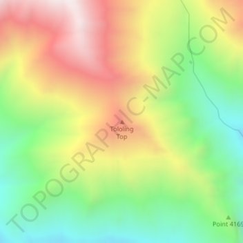 Mapa topográfico Tololing Top, altitud, relieve