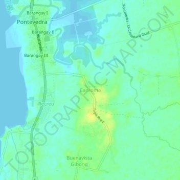 Mapa topográfico Canroma, altitud, relieve