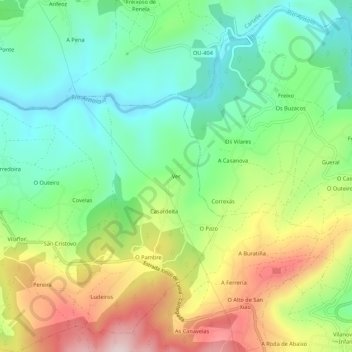 Mapa topográfico Ver, altitud, relieve