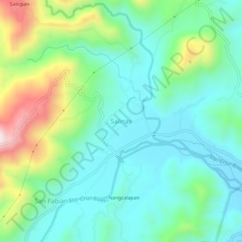 Mapa topográfico Salinas, altitud, relieve
