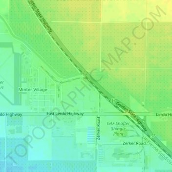 Mapa topográfico Dow, altitud, relieve