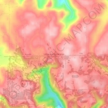 Mapa topográfico Linha dos Pomeranos, altitud, relieve