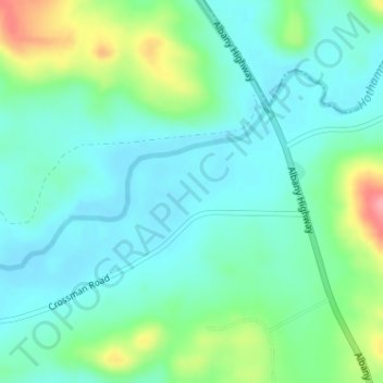 Mapa topográfico Crossman, altitud, relieve