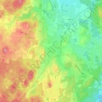 Mapa topográfico Traubing, altitud, relieve