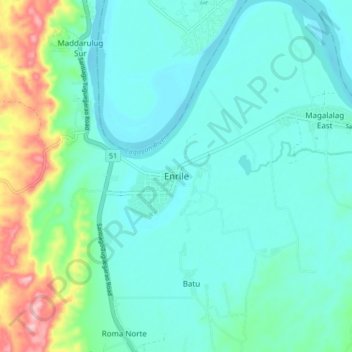 Mapa topográfico Enrile, altitud, relieve