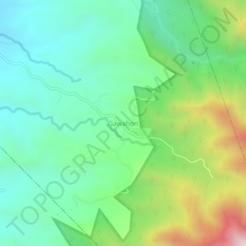 Mapa topográfico Gawahon, altitud, relieve