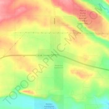 Mapa topográfico Fruitland, altitud, relieve