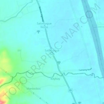 Mapa topográfico Salomague Sur, altitud, relieve