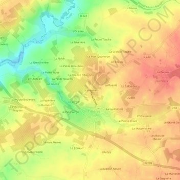 Mapa topográfico La Brevère, altitud, relieve