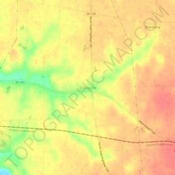 Mapa topográfico Delaware, altitud, relieve