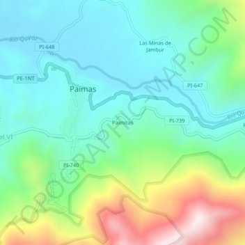 Mapa topográfico Paimitas, altitud, relieve